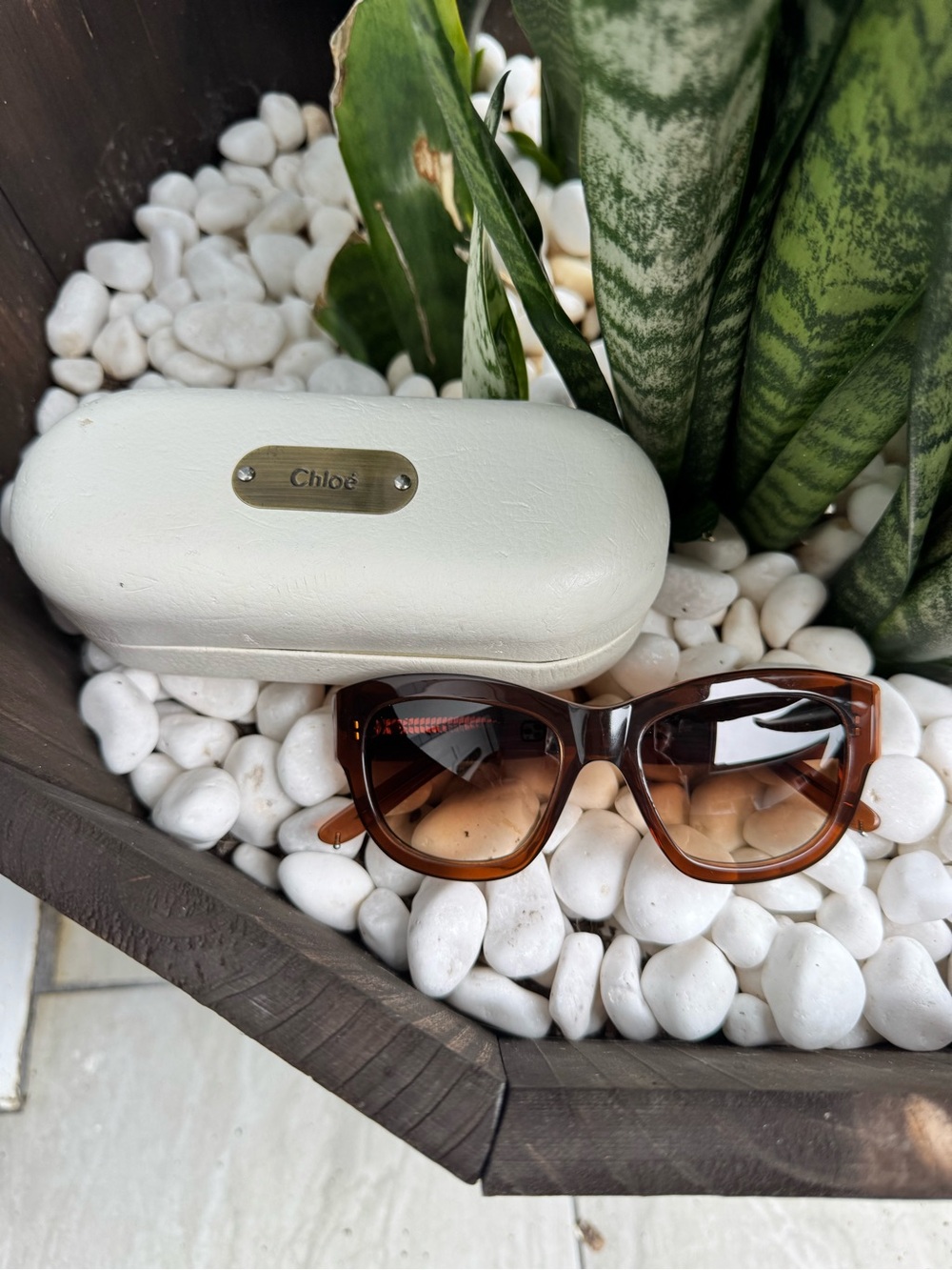 Chloé CL2144 Brown Oversized Square Sunglasses Made in France with Case